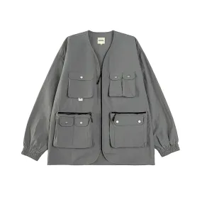 A[S]USL NYLON ZIPPER POCKET JACKET-GREY