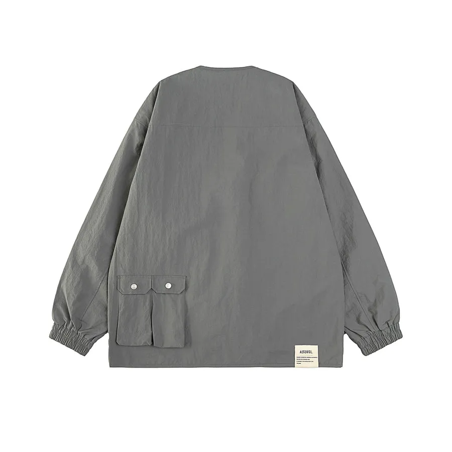 A[S]USL NYLON ZIPPER POCKET JACKET-GREY