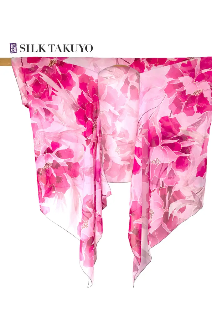 Sheer Kimono Jacket, Pink Peony