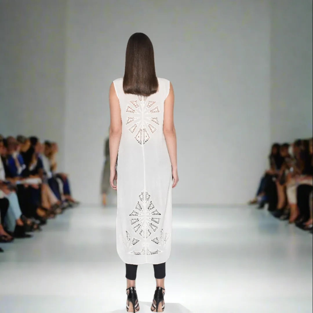 Silk Maxi Shirt with Hand Cut-Out's