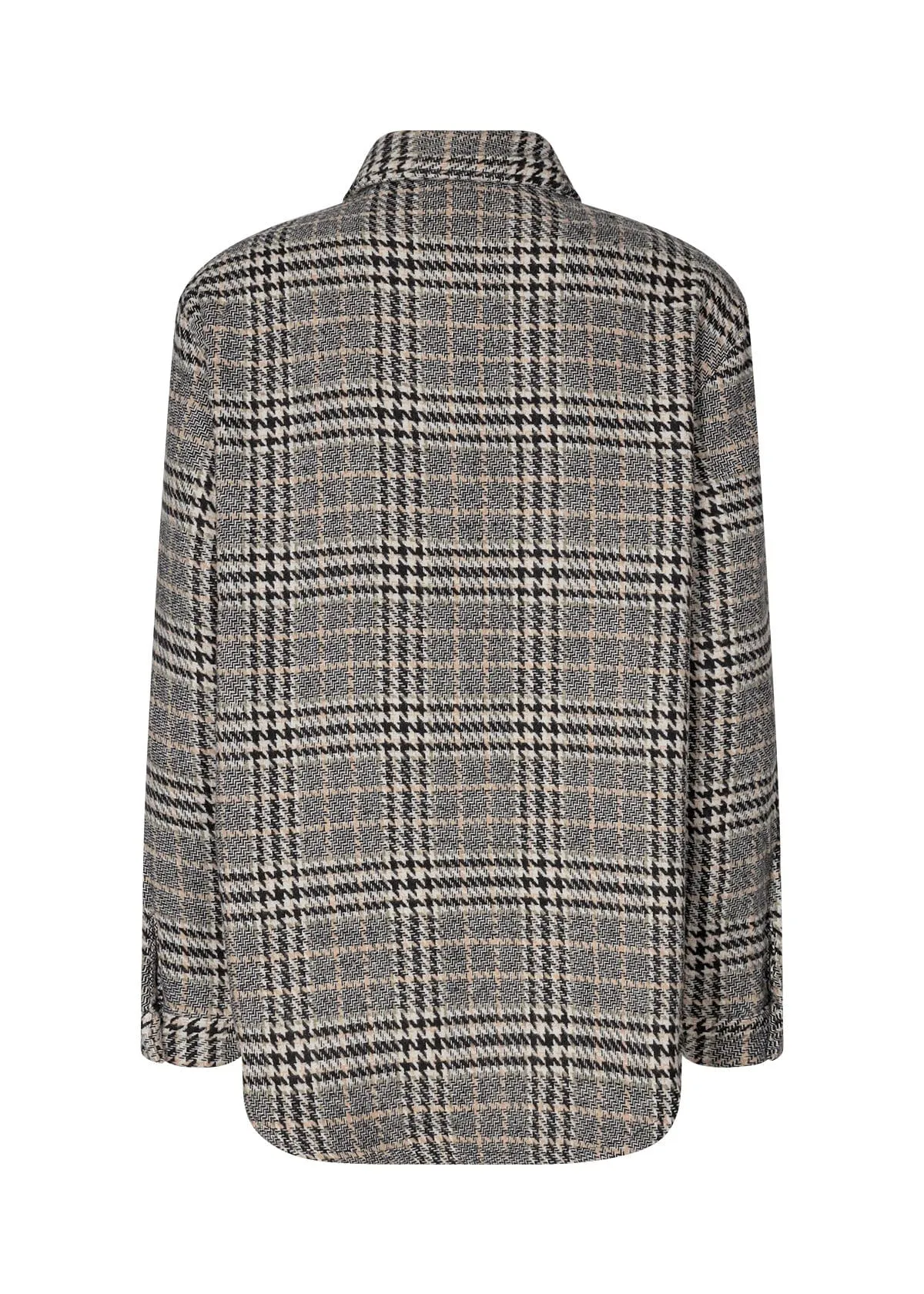 Troya Houndstooth Check Shacket - Black Combi