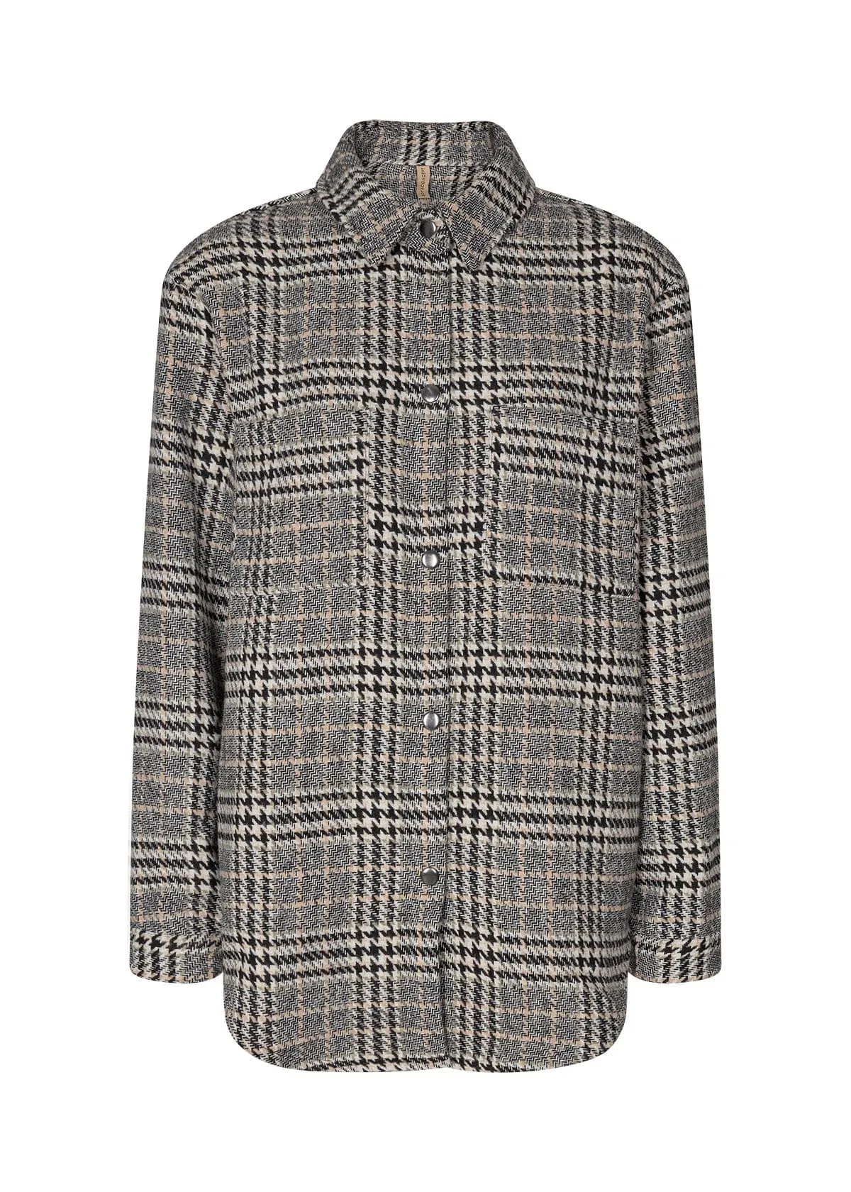 Troya Houndstooth Check Shacket - Black Combi