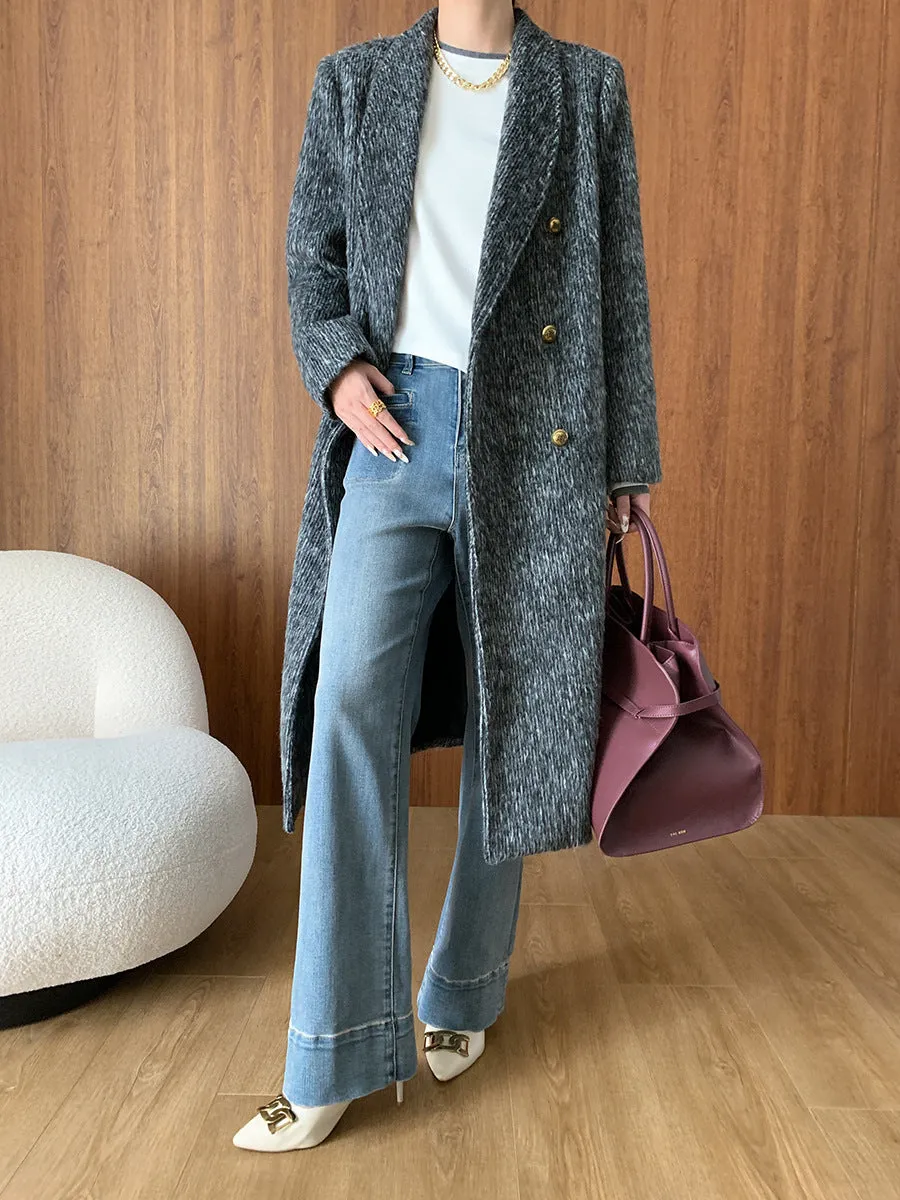 Vertical Striped Double-Faced Long Coat