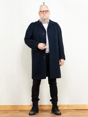 Vintage 80's Men Wool Coat in Dark Blue