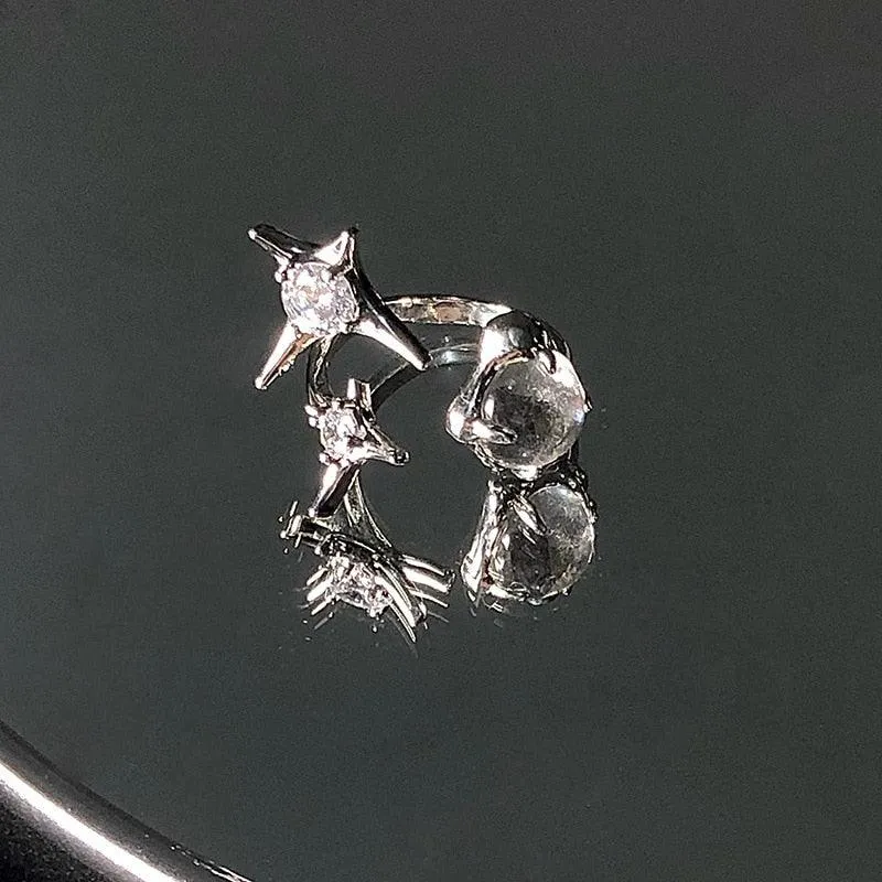 Vintage Y2k Crystal Open Rings