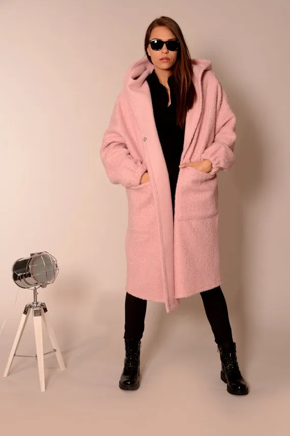 Wool oversized coat cardigan pink | Danellys ღ