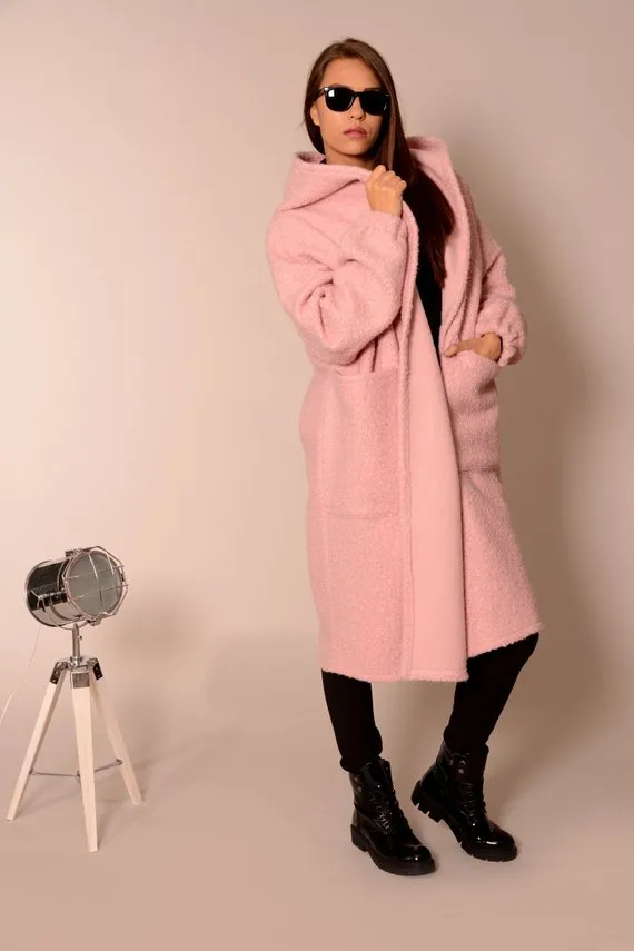 Wool oversized coat cardigan pink | Danellys ღ