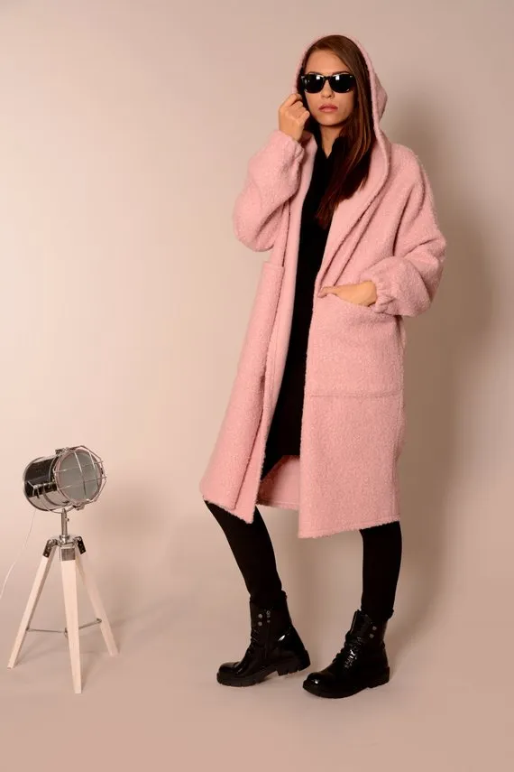 Wool oversized coat cardigan pink | Danellys ღ